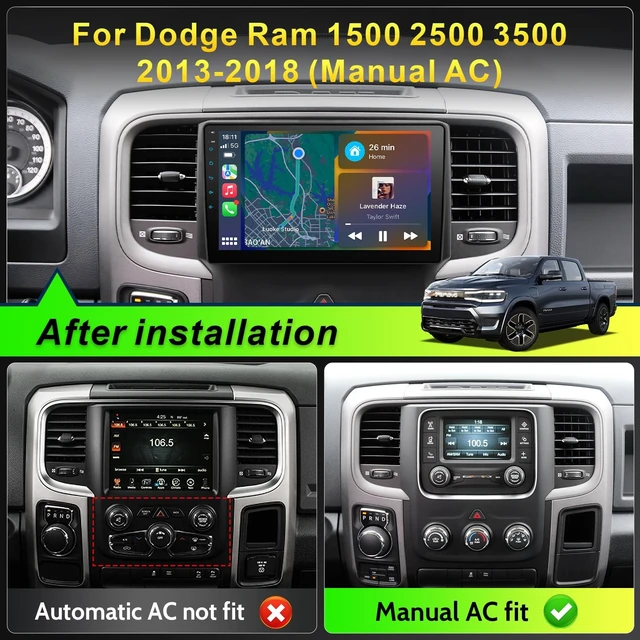 Alt view image 3 of 5 - Car Stereo Radio for Dodge RAM 1500 2500 3500 2013 2014 2015 2016 2017 2018 with Wireless CarPlay and Android Auto, 9 inch Touch Screen Radio Replacement AM FM Radio Naviagation
