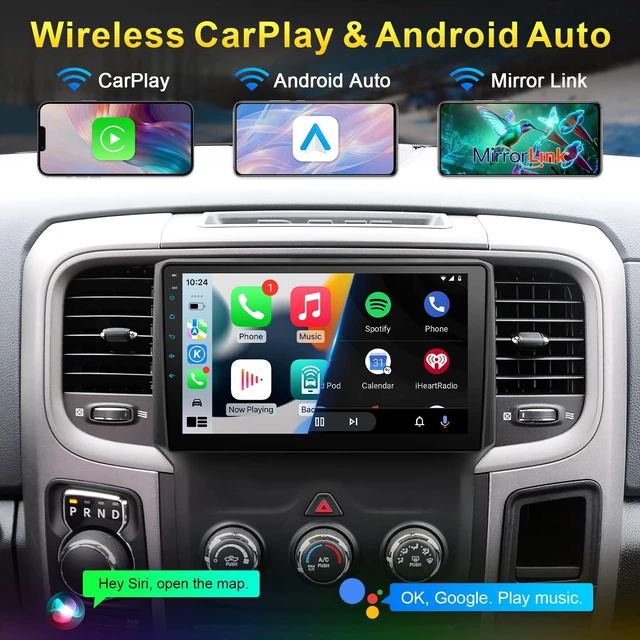 Alt view image 2 of 5 - Car Stereo Radio for Dodge RAM 1500 2500 3500 2013 2014 2015 2016 2017 2018 with Wireless CarPlay and Android Auto, 9 inch Touch Screen Radio Replacement AM FM Radio Naviagation