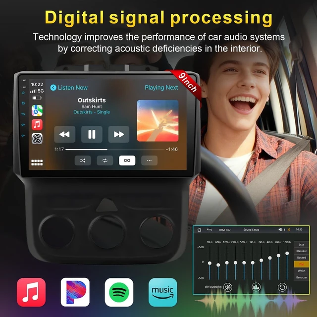 Alt view image 5 of 5 - Car Stereo Radio for Dodge RAM 1500 2500 3500 2013 2014 2015 2016 2017 2018 with Wireless CarPlay and Android Auto, 9 inch Touch Screen Radio Replacement AM FM Radio Naviagation