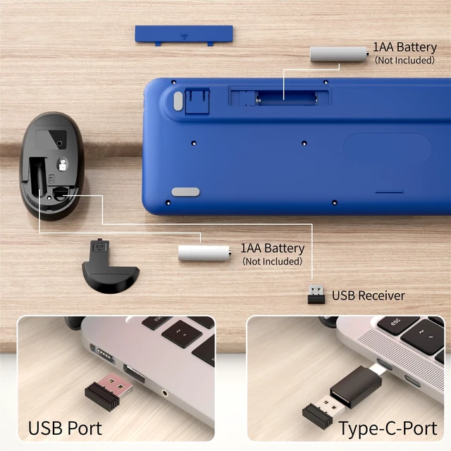 Alt view image 4 of 5 - KEQTFT Wireless Computer Keyboard and Mouse Combos, Jewel Blue-Black