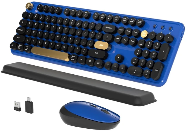 Main image of KEQTFT Wireless Computer Keyboard and Mouse Combos, Jewel Blue-Black