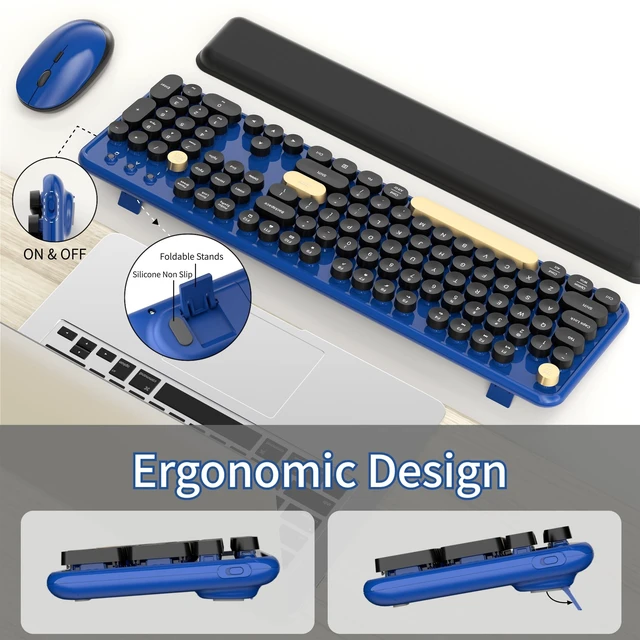 Alt view image 2 of 5 - KEQTFT Wireless Computer Keyboard and Mouse Combos, Jewel Blue-Black