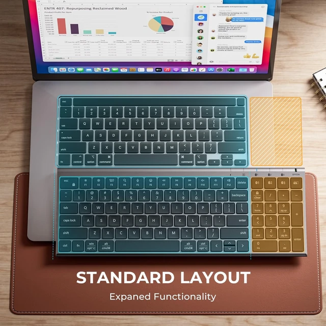 Alt view image 3 of 5 - iClever BK10 SE Bluetooth Keyboard for Mac, Full-Size Layout, Graphite