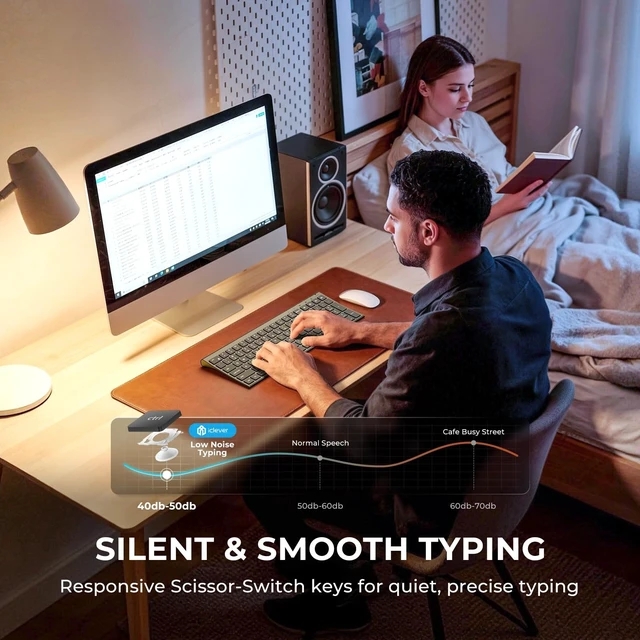 Alt view image 4 of 5 - iClever BK10 SE Bluetooth Keyboard for Mac, Full-Size Layout, Graphite