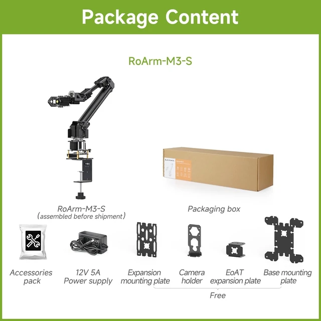 Alt view image 2 of 5 - Waveshare 5 + 1 DOF High Torque Bus Servo Robotic Arm Kit, ESP32 Based, 2-DOF Wrist Joint, Wireless Control, Flexible Expansion and Secondary Development Supported