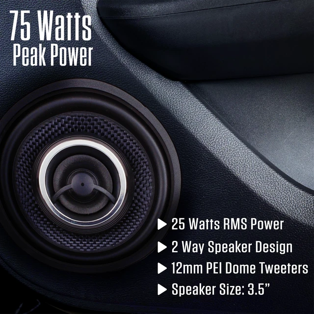 Alt view image 4 of 5 - Jensen APEX JS35K 3.5" 2-Way Aramid Fiber Car Speakers 75W Peak 25W RMS