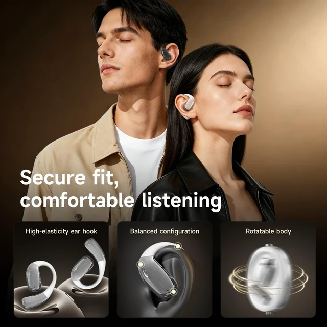 Alt view image 4 of 5 - LavChic A60 Open Ear Headphones, Bluetooth 6.0 Wireless Earbuds - White