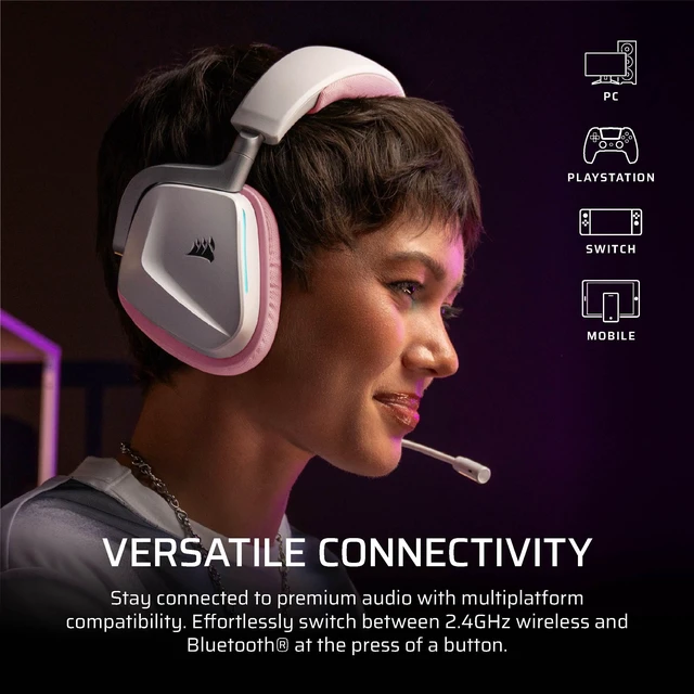 Alt view image 4 of 5 - Corsair Void v2 Wireless Bluetooth PC PS5 Switch Gaming Headset Pink