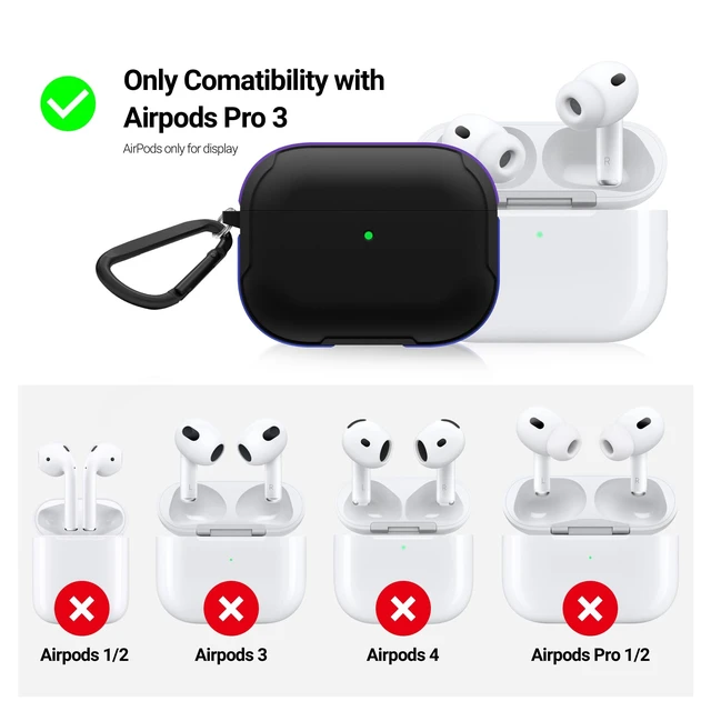 Alt view image 2 of 5 - KZDOO Crashguard for AirPods Pro 3 Case, Metal Protective Cover with Aluminum Alloy Frame Case, Carabiner Included, Shockproof, Scratch-Resistant, Wireless Charging Compatible (Aurora