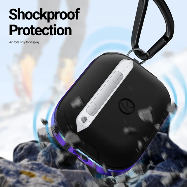 Alt view image 3 of 5 - KZDOO Crashguard for AirPods Pro 3 Case, Metal Protective Cover with Aluminum Alloy Frame Case, Carabiner Included, Shockproof, Scratch-Resistant, Wireless Charging Compatible (Aurora