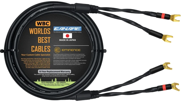 Main image of WORLDS BEST CABLES 6 Foot - Canare 4S11 Audiophile Grade - HiFi Star-Quad Single Speaker Cable for Center Channel with Eminence Gold Spade Connectors