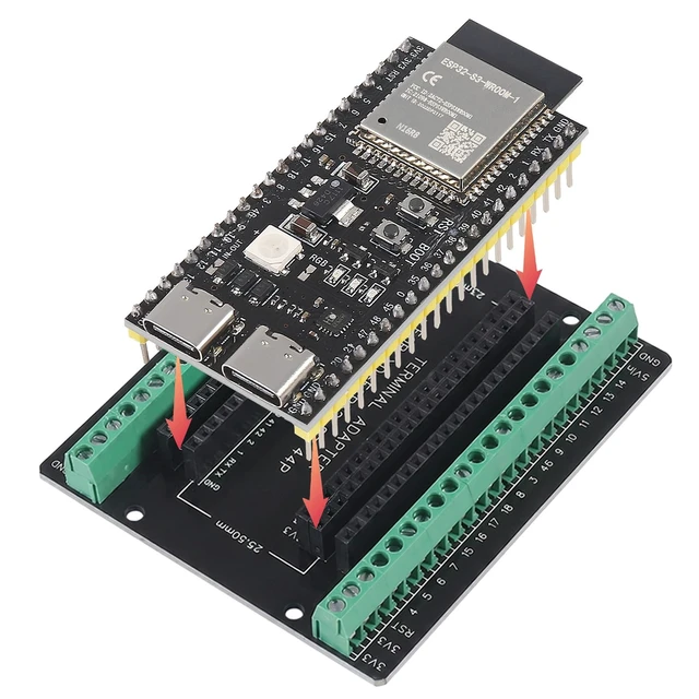 Alt view image 3 of 5 - 3Sets ESP32 S3 Development Board 2.4G WiFi BT Module Internet of Things ESP32-S3-WROOM-1 N16R8 MCU 44Pin 8M PSRAM with Esp32-S3 Expansion Adapter
