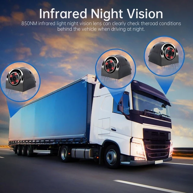 Alt view image 2 of 5 - VSYSTO 4CH Backup Camera, 7.0'' Monitor Truck Dash Cam Vehicle DVR Front & Sides & Rear VGA Camera for Semi Trailer Truck Van Tractor RV with Infrared Night Vision Lens