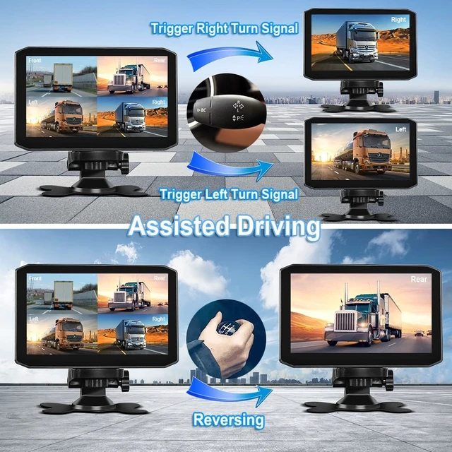 Alt view image 5 of 5 - VSYSTO 4CH Backup Camera, 7.0'' Monitor Truck Dash Cam Vehicle DVR Front & Sides & Rear VGA Camera for Semi Trailer Truck Van Tractor RV with Infrared Night Vision Lens