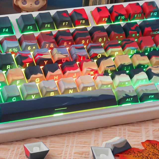 Alt view image 5 of 5 - JOMKIZ Sunset Haze PBT Keycaps 133 Keys Cherry Profile 60/65/75/100 Percent