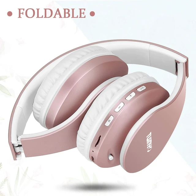Alt view image 5 of 5 - TUINYO Wireless Headphones Over Ear, Bluetooth Headphones with Microphone, Foldable Stereo Wireless Headset-Rose Gold