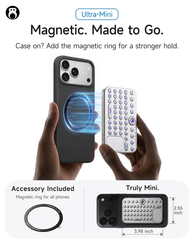 Alt view image 4 of 5 - HOU Mini Bluetooth Keyboard, Magnetic Portable Touchpad& 7-Color Backlight