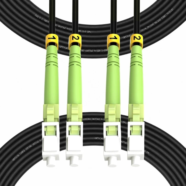 Main image of FibergagaOutdoor LC to LC OM5 Fiber Patch Cable Multimode TPU, 10M(33ft)
