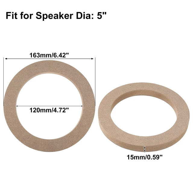 Alt view image 3 of 5 - X AUTOHAUX 5" Universal Wooden Car Speaker Mounting Spacer Rings Adapter