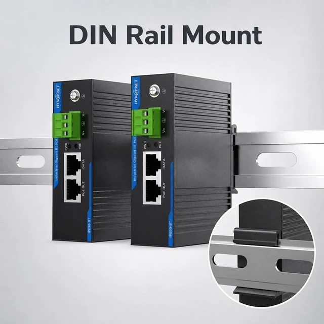 Alt view image 4 of 5 - HYN@NET 90W PoE++ Injector 802.3bt Gigabit for Industrial DIN-Rail Mount