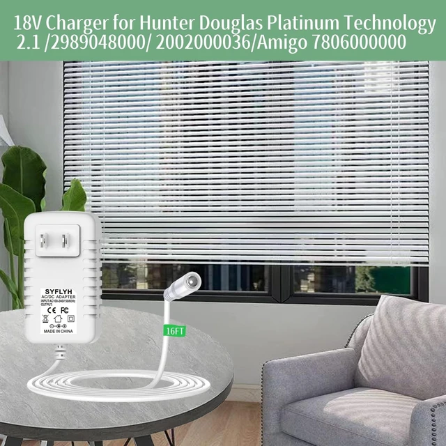 Alt view image 2 of 5 - 18V Power Adapter for Hunter Douglas Charger PowerView 2989048000 2002000036 Amigo 7806000000 Female Connector (16FT)