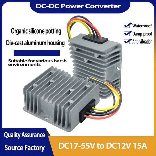 Alt view image 2 of 5 - 48V 36V to 12V 15A 180W Reducer Regulator 17-55V Waterproof Golf Cart RV