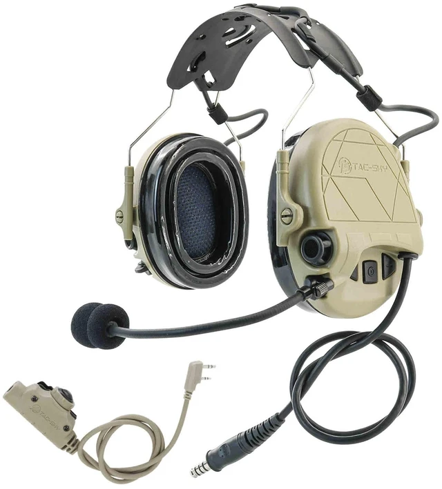 Main image of TACGZGJSM TAC300 Tactical Headset, Noise Cancelling Sound Amplification Hearing Protection with Detachable Headband & 2Pin PTT for Airsoft Sports (Tan)