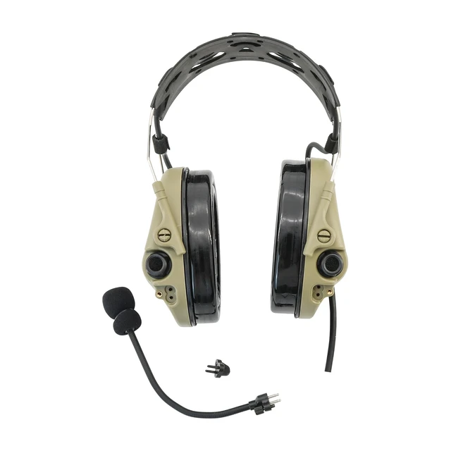 Alt view image 3 of 5 - TACGZGJSM TAC300 Tactical Headset, Noise Cancelling Sound Amplification Hearing Protection with Detachable Headband & 2Pin PTT for Airsoft Sports (Tan)