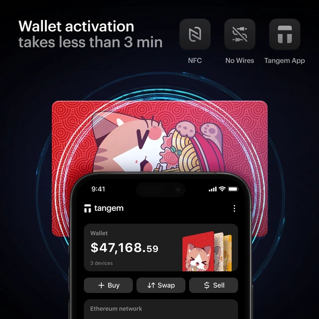 Alt view image 4 of 5 - TANGEM Crypto Wallet Pack of 3 - Cold Storage Wallet (Ramen Cat)