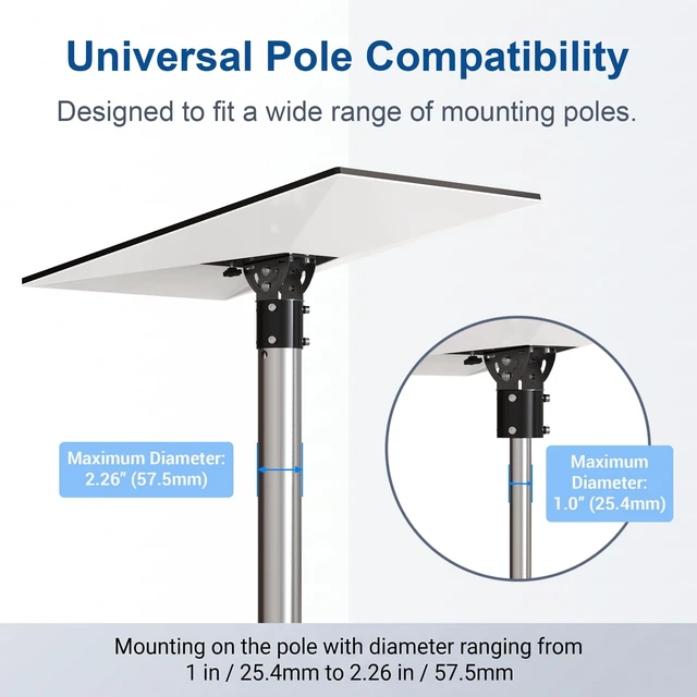 Alt view image 3 of 5 - Star Link Gen 3 Pipe Adapter Mount, 160 Adjustable Tilt for Better Signal, Star Link Internet Pole Mounting Kit, Compatible with Starlink Gen 3 / Standard 4 / Standard 4X Dish (Large)