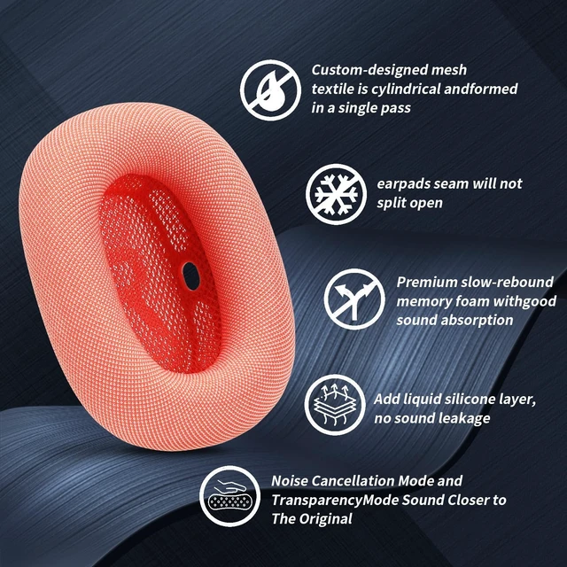 Alt view image 3 of 5 - MC Magic Cushion Replacement earpads for AirPods Max Ear Cushions, Magnetic Installation, Noise Cancellation and Transparency Mode Sound Fidelity, Support Washinge (Pink)