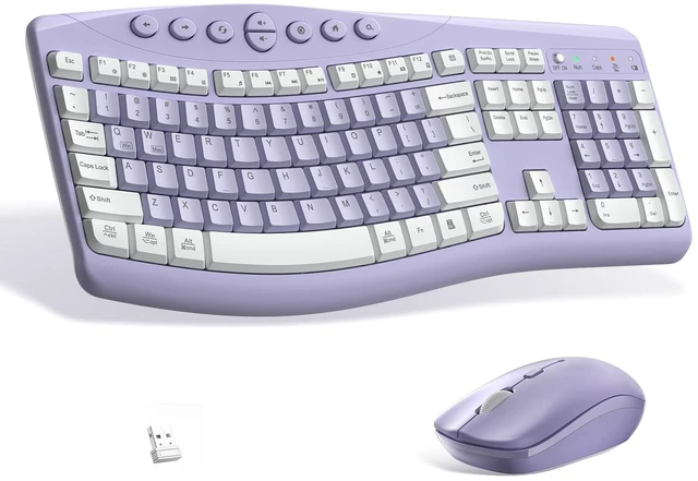 Main image of Wireless Keyboard and Mouse Combo Silent Ergonomic Curved Design for Office