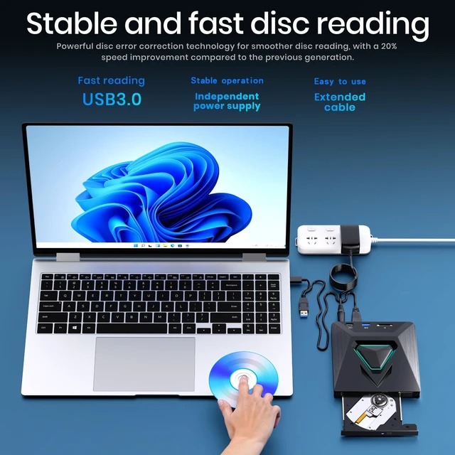 Alt view image 4 of 5 - Dainty 6-in-1 CD DVD Drive for TV-External Mini CD/DVD Drive with HDMI AV Output, USB/TF Reader. Universal DVD Player forTV/Monitors/PCs/Laptops,Player for Home Theater Stereo System(Black)