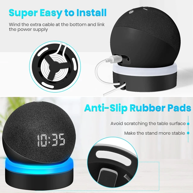 Alt view image 5 of 5 - ZUOLACO Table Holder for Echo Dot 5th Gen and 2026 New Model, 2Pack, Black