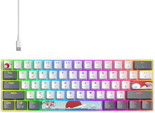 Main image of Ussixchare 60 Percent Gaming Keyboard Portable Wired Mechanical Keyboard Ultra Compact Keyboard RGB Backlit Red Switch for Windows PC Laptop Gamers(61 White)