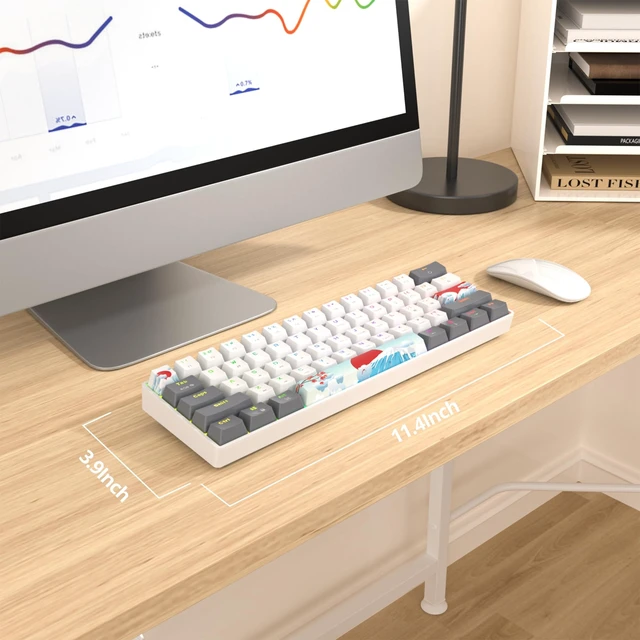 Alt view image 4 of 5 - Ussixchare 60 Percent Gaming Keyboard Portable Wired Mechanical Keyboard Ultra Compact Keyboard RGB Backlit Red Switch for Windows PC Laptop Gamers(61 White)