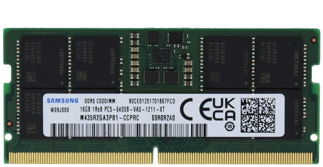 Main image of Samsung 16GB (1x16GB) DDR5 6400MHz PC5-51200 CSODIMM Clocked SODIMM 1Rx8 Single Rank CL52 1.1V 262-Pin Non ECC Unbuffered Laptop Notebook RAM Memory M435R2GA3PB1-CCP