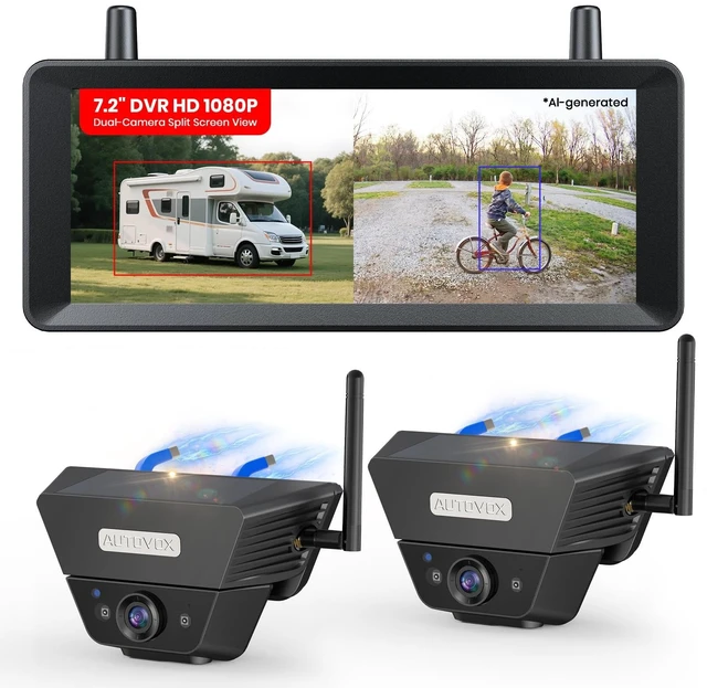Main image of AUTO-VOX 2 Solar Magnetic Wireless Backup Camera, Watch Rear and Side Views