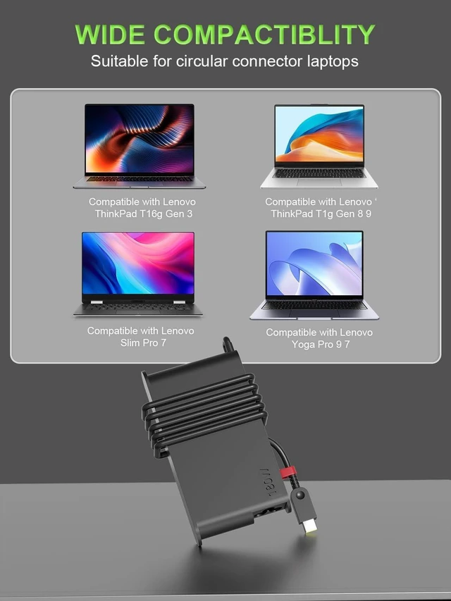 Alt view image 3 of 5 - PowerPortnerLink GaN Slim 180W USB C Charger Fit for Lenovo Laptop