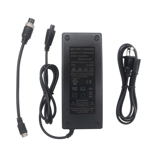 Alt view image 2 of 4 - 67.2V 2A Lithium Battery Charger AC Adapter Power Supply for 16S 60V Lithium Li-ion Batteries Pack, 3-Prong Inline Female Connector