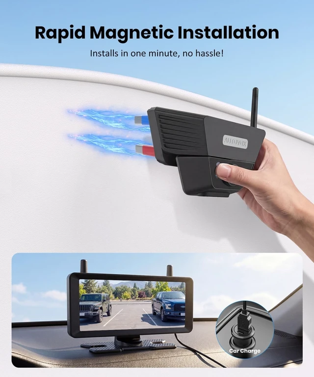 Alt view image 2 of 5 - AUTO-VOX 2 Solar Magnetic Wireless Backup Camera, Watch Rear and Side Views