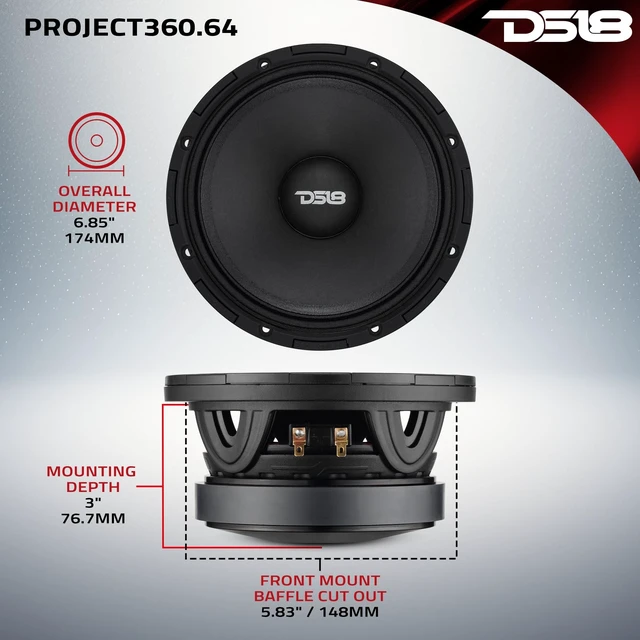 Alt view image 5 of 5 - DS18 PROJECT360 6.5 High Sensitivity Mid-High Loudspeaker - 300W RMS 4-Ohm - Rotating Recone Design for Quick Repair