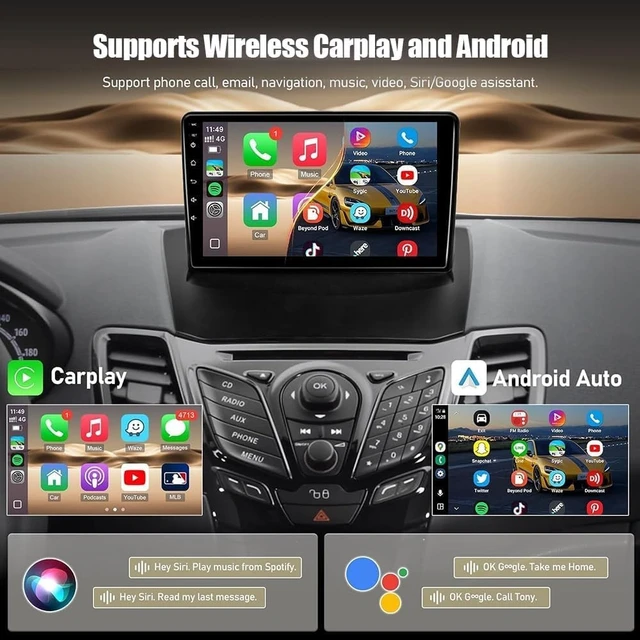 Alt view image 3 of 5 - 4+64G Android 15 Car Radio for Ford Fiesta 2013-2017, 9" IPS Touch Screen Car Stereo for Ford Fiesta Head Unit Bluetooth with Wireless Carplay Android Backup Camera WiFi FM/RDS