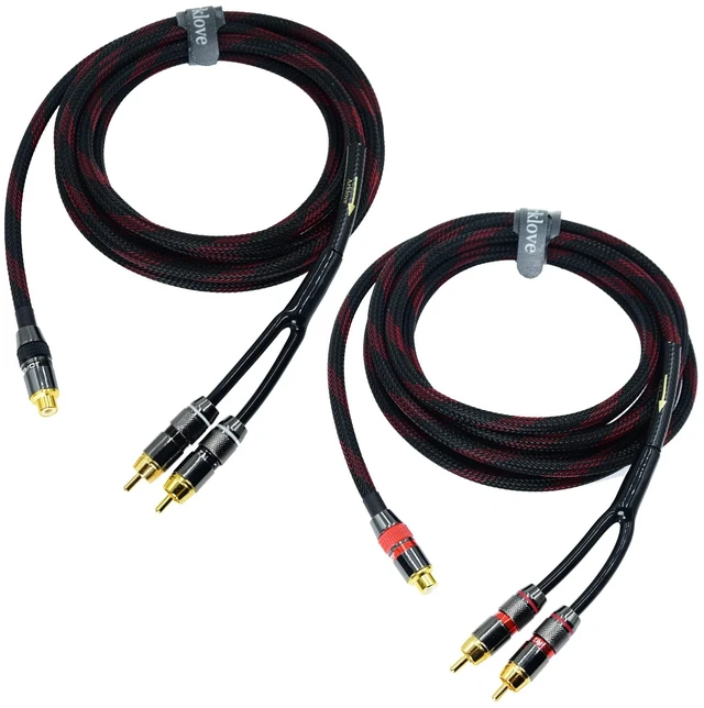 Main image of Arklove 3ft Shielded RCA Splitter Subwoofer Stereo Audio Video Cable 1 Female to 2 Male Dual Speaker Y Adapter Connector Extension Cord 24k Gold Plated(2 Pack)
