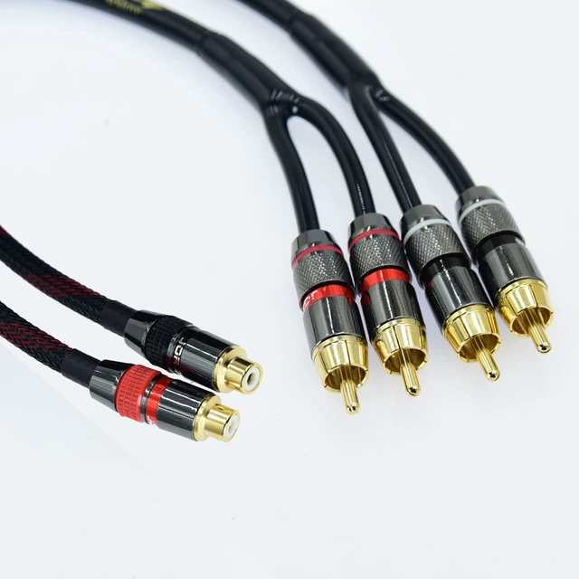 Alt view image 3 of 5 - Arklove 3ft Shielded RCA Splitter Subwoofer Stereo Audio Video Cable 1 Female to 2 Male Dual Speaker Y Adapter Connector Extension Cord 24k Gold Plated(2 Pack)