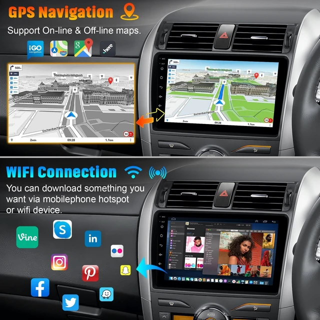 Alt view image 4 of 5 - Car Radio GPS Stereo for Toyota Corolla 2009 2010 2011 2012 2013, 4G+128G