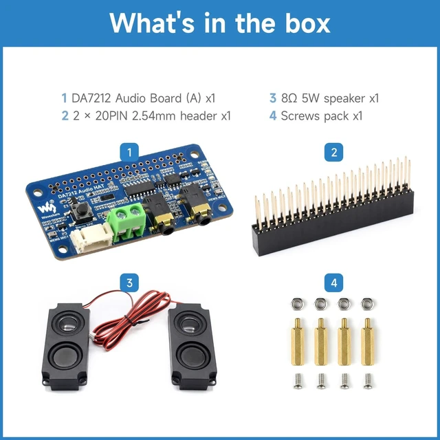 Alt view image 2 of 5 - KLAYERS DA7212 I2S Audio Board Compatible with RPi, Stereo Encoding/Decoding, Onboard Dual Microphones