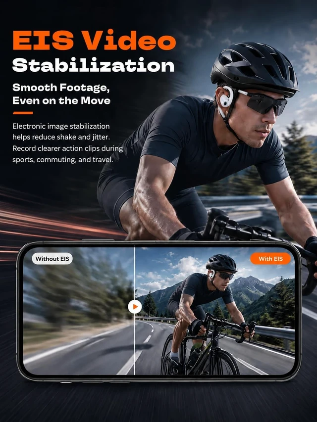 Alt view image 2 of 5 - E12 Bone Conduction Headphones with Camera, Open-Ear Bluetooth Earbuds