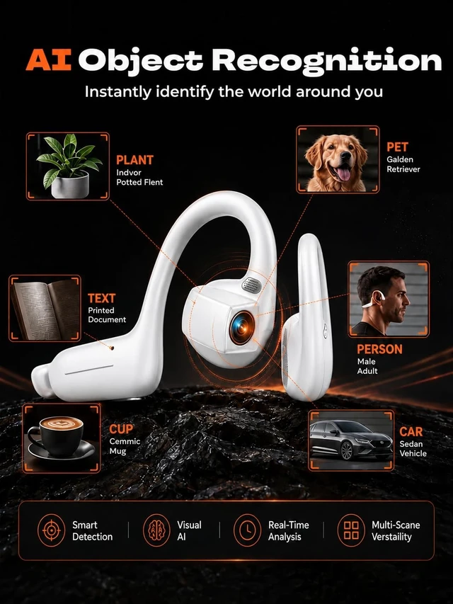 Alt view image 5 of 5 - E12 Bone Conduction Headphones with Camera, Open-Ear Bluetooth Earbuds