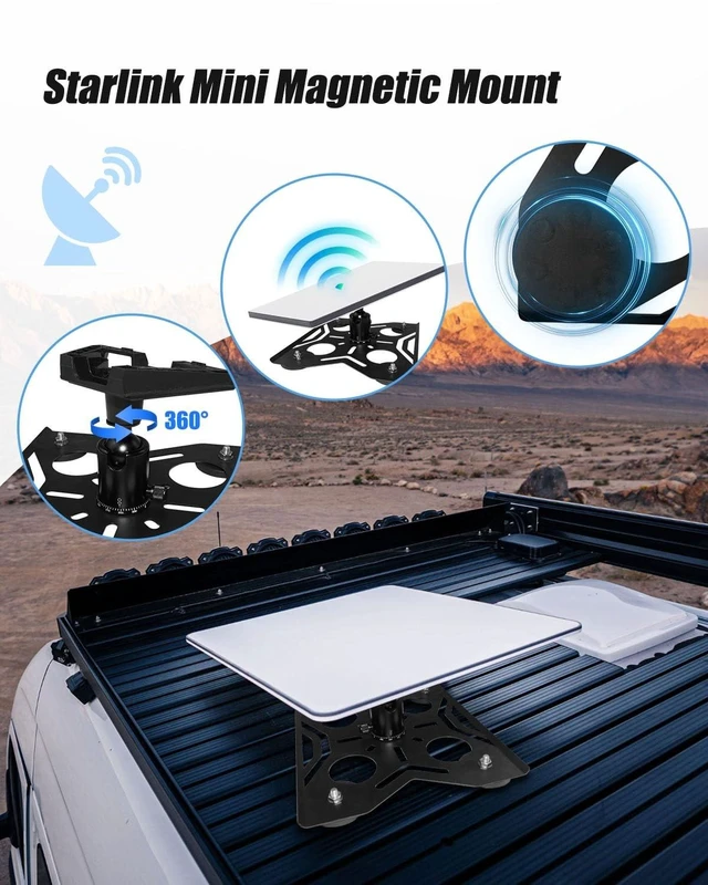 Alt view image 2 of 5 - Starlink Mini Mounting Kit with Adjustable Pan-Tilt, Magnetic Roof Mount